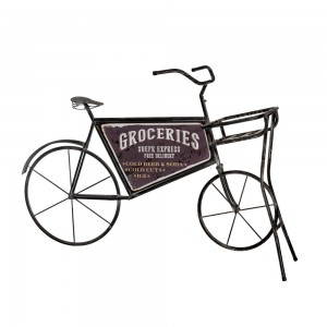 Groceries μεταλλικό διακοσμητικό ποδήλατο σε μαύρο χρώμα με βάση για κασπώ 159x52x106 εκ