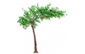 Διακοσμητικό τεχνητό κυρτό δέντρο με πράσινα φύλλα και μεταλλική βάση 300x320 εκ