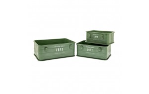Loft μεταλλικά διακοσμητικά κουτιά αποθήκευσης σε πράσινο χρώμα σετ τριών τεμαχίων