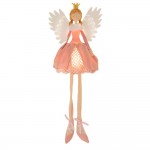 Χριστουγεννιάτικη φιγούρα αγγέλου σε ροζ απόχρωση με ενσωματωμένο φωτισμό στα φτερά 22x12x53 εκ