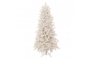 White Flocked Xριστουγεννιάτικο δέντρο σε λευκό χρώμα με mix φύλλωμα και ύψος 210 εκ