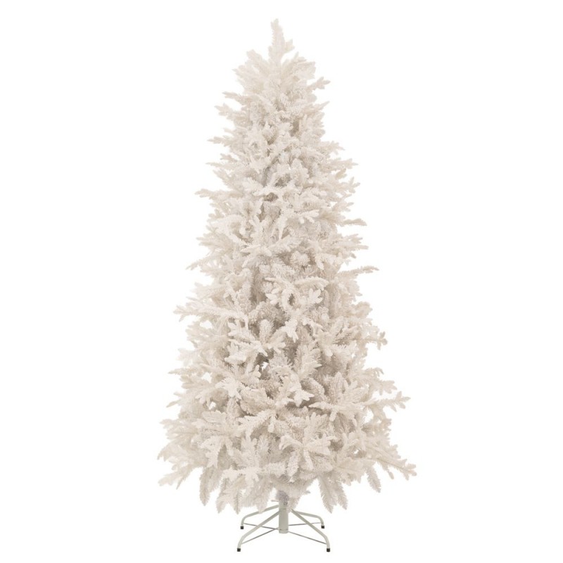 White Flocked Xριστουγεννιάτικο δέντρο σε λευκό χρώμα με mix φύλλωμα και ύψος 210 εκ