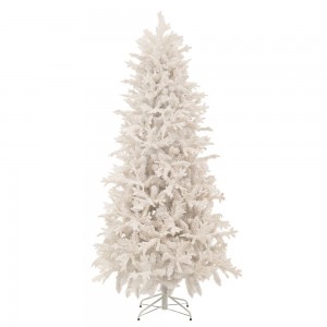 White Flocked χριστουγεννιάτικο δέντρο σε λευκό χρώμα με mix φύλλωμα PE-PVC και ύψος 240 εκ