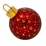Χριστουγεννιάτικη διακοσμητική μπάλα σε κόκκινη απόχρωση με χρυσά αστεράκια και ενσωματωμένο φωτισμό 25 εκ