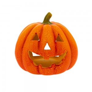 Διακοσμητική κεραμική κολοκύθα Halloween σε πορτοκαλί απόχρωση 18x16 εκ