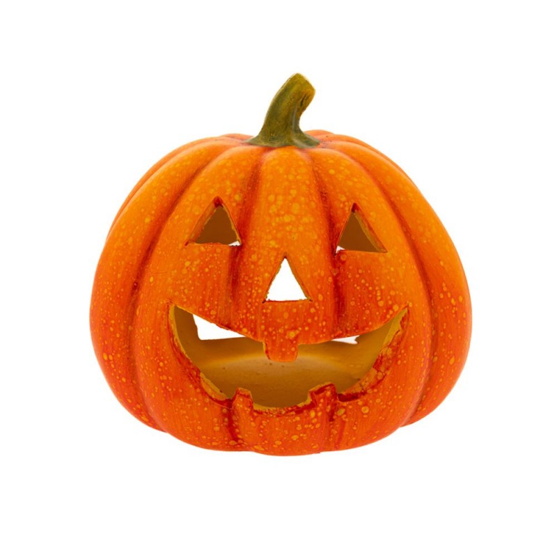 Διακοσμητική κεραμική κολοκύθα Halloween σε πορτοκαλί απόχρωση 18x16 εκ