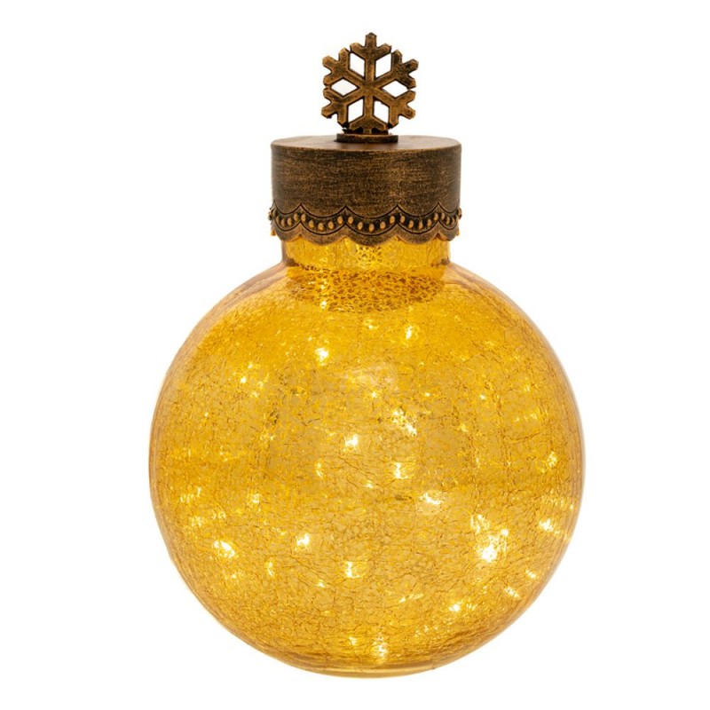 Χριστουγεννιάτικη διακοσμητική αντικέ γυάλινη μπάλα σε κίτρινη απόχρωση με ενσωματωμένο φωτισμό 20x31 εκ Χριστουγεννιάτικη διακοσμητική αντικέ γυάλινη μπάλα σε κίτρινη απόχρωση με ενσωματωμένο φωτισμό 20x31 εκ