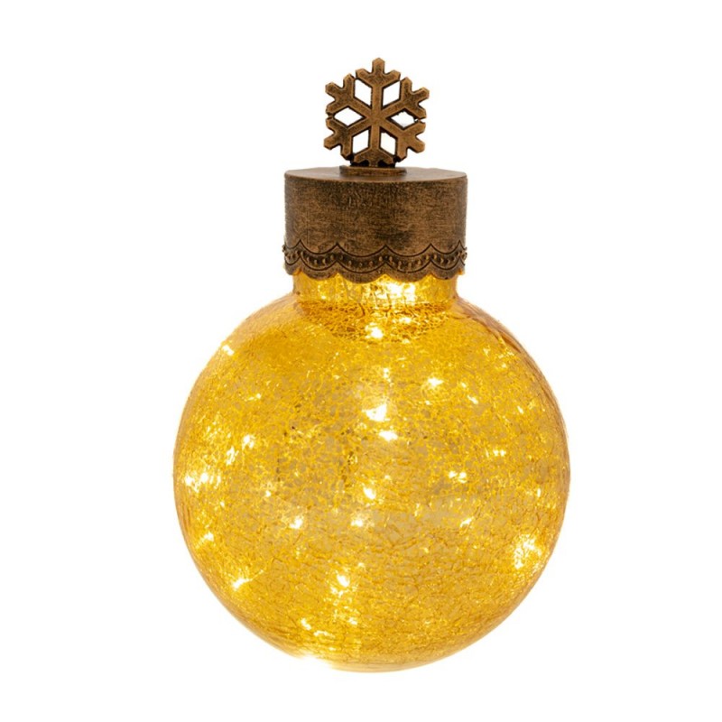 Χριστουγεννιάτικη διακοσμητική αντικέ γυάλινη μπάλα σε κίτρινη απόχρωση με ενσωματωμένο φωτισμό 17x27 εκ Χριστουγεννιάτικη διακοσμητική αντικέ γυάλινη μπάλα σε κίτρινη απόχρωση με ενσωματωμένο φωτισμό 17x27 εκ