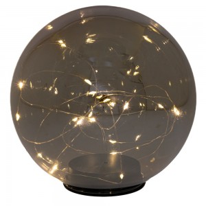 Χριστουγεννιάτικη διακοσμητική μπάλα σε γκρι απόχρωση με ενσωματωμένο φωτισμό 18x17 εκ Χριστουγεννιάτικη διακοσμητική μπάλα σε γκρι απόχρωση με ενσωματωμένο φωτισμό 18x17 εκ