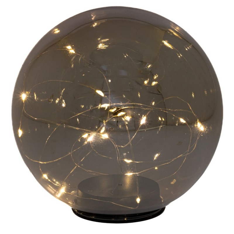 Χριστουγεννιάτικη διακοσμητική μπάλα σε γκρι απόχρωση με ενσωματωμένο φωτισμό 18x17 εκ Χριστουγεννιάτικη διακοσμητική μπάλα σε γκρι απόχρωση με ενσωματωμένο φωτισμό 18x17 εκ