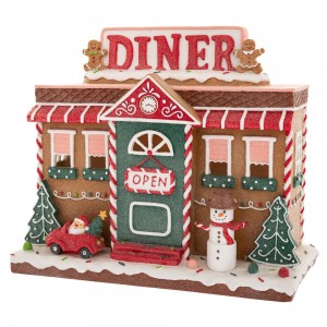 Χριστουγεννιάτικο διακοσμητικό Christmas Restaurant τύπου Gingerbread με ενσωματωμένο φωτισμό 30x15x26 εκ