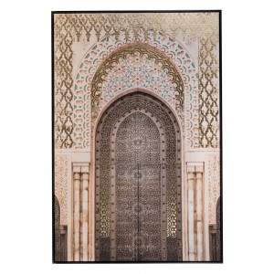 The Oriental Door πίνακας ελαιογραφίας σε τυπωμένο καμβά με ethnic θέμα και μαύρη ξύλινη κορνίζα 80x120 εκ