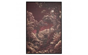 Burgundy Jungle πίνακας ελαιογραφίας με χρυσοτυπία σε τυπωμένο καμβά με θέμα ζούγκλα σε μπορντό αποχρώσεις 83x123 εκ