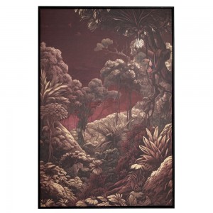 Burgundy Jungle πίνακας ελαιογραφίας με χρυσοτυπία σε τυπωμένο καμβά με θέμα ζούγκλα σε μπορντό αποχρώσεις 83x123 εκ