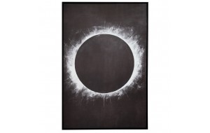 Eclipse πίνακας σε τυπωμένο καμβά με την τεχνική ασημοτυπίας με απεικόνιση έκλειψη ηλίου και μαύρη ξύλινη κορνίζα 83x123 εκ 