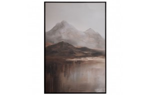 Mountains πίνακας ελαιογραφίας σε τυπωμένο καμβά με θέμα βουνά και μαύρη ξύλινη κορνίζα 80x120 εκ