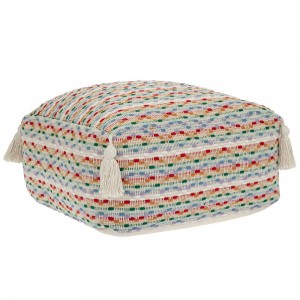 Διακοσμητικό πουφ δαπέδου με κέντημα πολύχρωμα μοτίβα 40x40x20 εκ