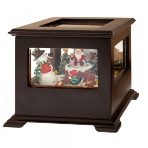 Χριστουγεννιάτικο ξύλινο μουσικό κουτί με γιορτινό σκηνικό στο εσωτερικό του 14x13 εκ Χριστουγεννιάτικο ξύλινο μουσικό κουτί με γιορτινό σκηνικό στο εσωτερικό του 14x13 εκ