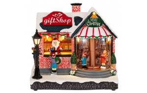 Gift Shop χριστουγεννιάτικο σκηνικό με μουσική κίνηση και ενσωματωμένο φωτισμό 22x14x21 εκ