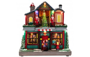 Gift Shop χριστουγεννιάτικο σκηνικό με κίνηση και ενσωματωμένο φωτισμό 27x15x28 εκ