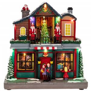 Gift Shop χριστουγεννιάτικο σκηνικό με κίνηση και ενσωματωμένο φωτισμό 27x15x28 εκ