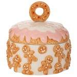 Χριστουγεννιάτικη κεραμική μπισκοτιέρα Gingerbread με καπάκι 18x18 εκ