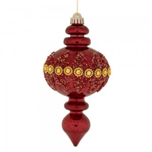 Χριστουγεννιάτικο στολίδι σταλακτίτης σε μπορντό απόχρωση με χρυσή διακόσμηση 11x23 εκ Χριστουγεννιάτικο στολίδι σταλακτίτης σε μπορντό απόχρωση με χρυσή διακόσμηση 11x23 εκ