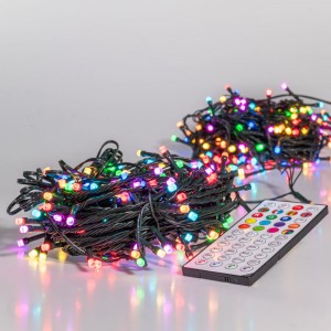 200 LED λαμπάκια σε σειρά με πρόγραμμα πράσινο καλώδιο και πολύχρωμο φωτισμό 20 μέτρα