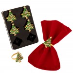 Χριστουγεννιάτικα δαχτυλίδια πετσέτας σε σχήμα στολισμένου δέντρου σετ έξι τεμαχίων Χριστουγεννιάτικα δαχτυλίδια πετσέτας σε σχήμα στολισμένου δέντρου σετ έξι τεμαχίων