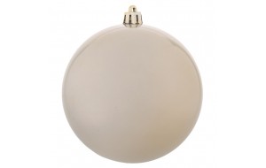 Χριστουγεννιάτικη άθραυστη μπάλα σε λευκή περλέ απόχρωση σετ οχτώ τεμαχίων 12 εκ 