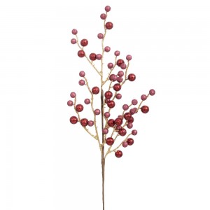 Χριστουγεννιάτικο διακοσμητικό κλαδί με berries σε ροζ και μπορντό αποχρώσεις σετ έξι τεμαχίων 53 εκ