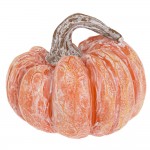 Διακοσμητικές κολοκύθες Halloween από πολυρεζίν σε πορτοκαλί απόχρωση με λευκή πατίνα σετ έξι τεμαχίων 9,3×8,2×7,8 εκ