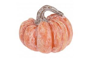 Διακοσμητικές κολοκύθες Halloween από πολυρεζίν σε πορτοκαλί απόχρωση με λευκή πατίνα σετ έξι τεμαχίων 9,3×8,2×7,8 εκ