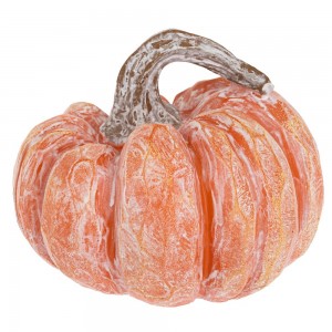 Διακοσμητικές κολοκύθες Halloween από πολυρεζίν σε πορτοκαλί απόχρωση με λευκή πατίνα σετ έξι τεμαχίων 9,3×8,2×7,8 εκ