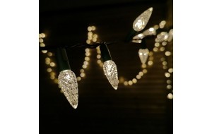 100 Led λαμπάκια σε σειρά με σχήμα κουκουνάρια με 8 προγράμματα IP44 σε ψυχρό λευκό φως 10 μέτρα