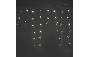 300 Led λαμπάκια κουρτίνα ασύμμετρη 10% flashing με διάφανο καλώδιο IP44 σε ψυχρό λευκό φως 600x70 εκ