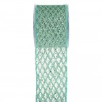 Sparkly Grid χριστουγεννιάτικη κορδέλα σε πράσινη απόχρωση με γεωμετρικό πλέγμα 10x900 εκ