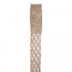 Sparkly Grid χριστουγεννιάτικη κορδέλα σε χρυσή απόχρωση με γεωμετρικό πλέγμα 5,2x900 εκ