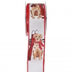 Dog with ski κορδέλα Χριστουγέννων 5.5x900 εκ