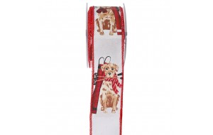 Dog with ski κορδέλα Χριστουγέννων 5.5x900 εκ