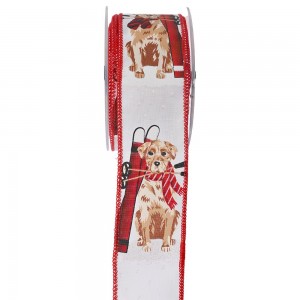 Dog with ski κορδέλα Χριστουγέννων 5.5x900 εκ