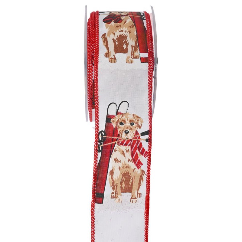 Dog with ski κορδέλα Χριστουγέννων 5.5x900 εκ