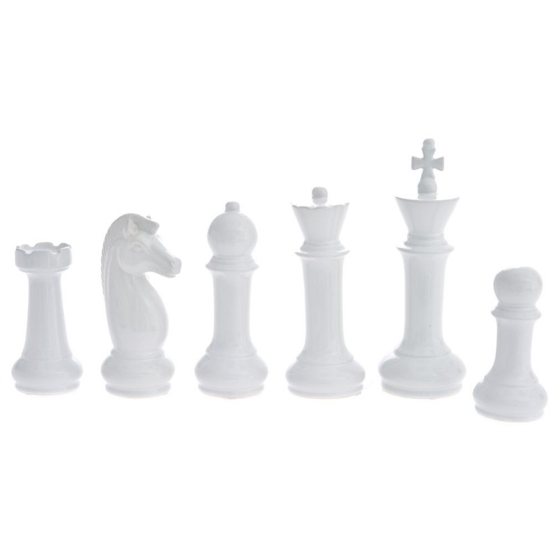 Διακοσμητικά πιόνια σκάκι σετ των έξι τεμαχίων σε λευκό χρώμα 22 εκ