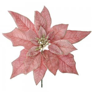 Χριστουγεννιάτικο διακοσμητικό ροζ πικ αλεξανδρινό σετ των έξι 22 εκ