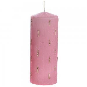 Ροζ κερί διακοσμητικό ράφλες με εφέ χρυσής βροχής σετ δύο τεμαχίων 7x18 εκ