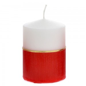 Διακοσμητικό κερί ράφλες με κόκκινη τρέσα σε δύο τεμαχίων 7x10 εκ