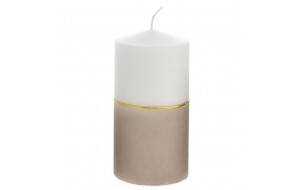 Λευκό διακοσμητικό κερί ράφλες με τρέσα στο χρώμα της άμμου σετ δύο τεμαχίων 7x14 εκ