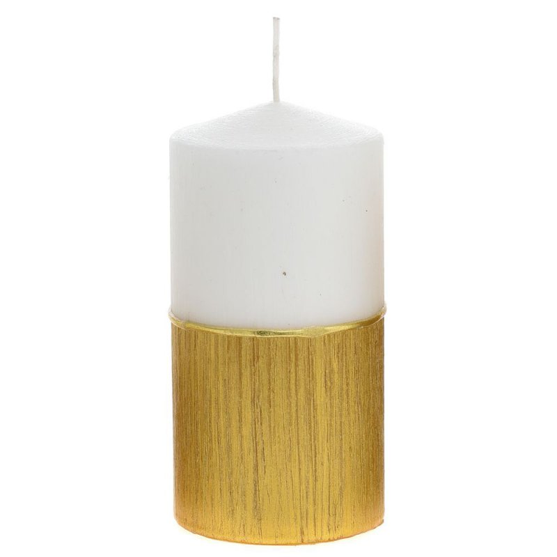 Λευκό διακοσμητικό κερί ράφλες με χρυσή τρέσα σετ δύο τεμαχίων 7x14 εκ