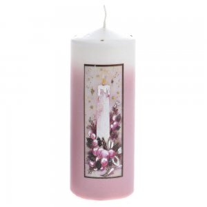 Διακοσμητικό κερί σε ροζ απόχρωση με πλαίσιο σετ δύο τεμαχίων 7x18 εκ