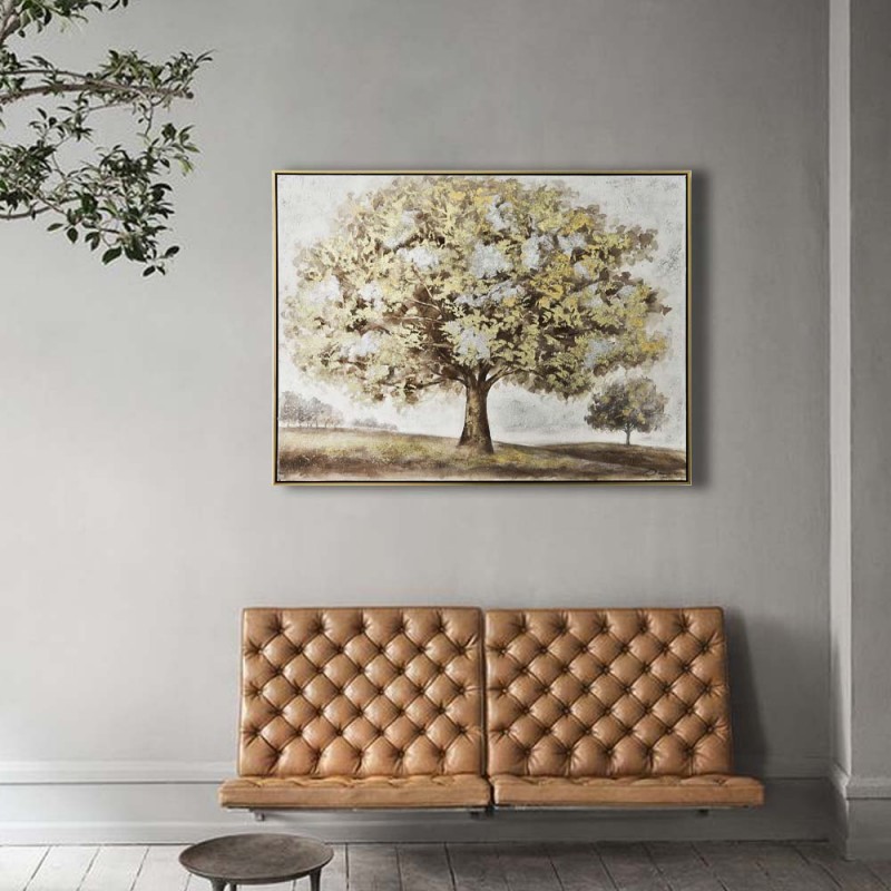 Πίνακας ζωγραφικής με χρυσό δέντρο και χρυσή κορνίζα 125x95 εκ
